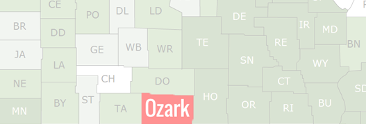 Ozark County Map
